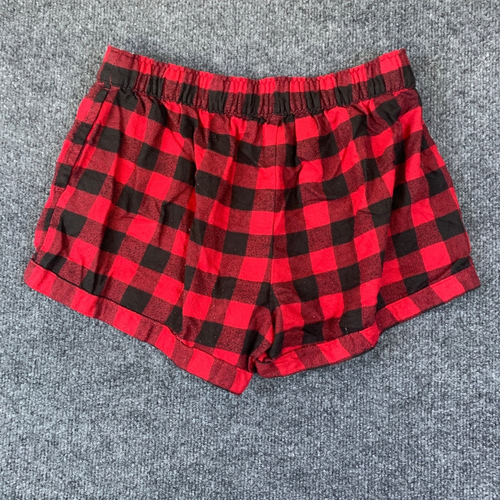 Hollister Sleep Shorts Womens Small Red Black Excellent Buffalo Plaid Lounge